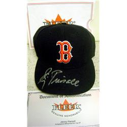 Picture of Autograph Warehouse 639309 Jimmy Piersall Autographed Red Sox Baseball Cap Fleer 100th Authentication Hologram Fitted Hat