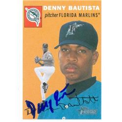 653432 Denny Bautista Autographed Baseball Card - Florida Marlins - 2003 Topps Heritage No.217