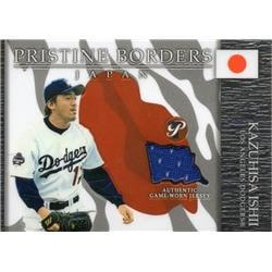 653572 Kazuhisa Ishii Player Worn Jersey Patch Baseball Card - Los Angeles Dodgers - 2003 Topps Pristine Borders No.PBKI