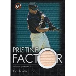 653574 Torii Hunter Player Used Bat Patch Baseball Card - Minnesota Twins - 2003 Topps Pristine Factor No.PFTKH