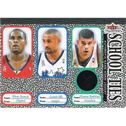 Shane Battier Player Worn Jersey Patch Basketball Card - Duke Blue Devils - 2002 Fleer Tradition School Ties No.SB with Grant Hill & Elton Brand