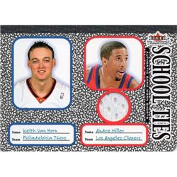 Andre Miller Player Worn Jersey Patch Basketball Card - Utah Utes - 2002 Fleer Tradition School Ties No.AM with Keith Van Horn