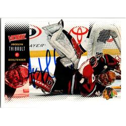 654057 Jocelyn Thibault Autographed Hockey Card - Chicago Blackhawks, FT - 2000 Upper Deck Victory No.55