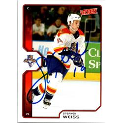 654260 Stephen Weiss Autographed Hockey Card - Florida Panthers, FT - 2002 Upper Deck Victory No.89