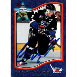 654340 Chris Phillips Autographed Hockey Card - Lethbridge Hurricanes - 1998 Bowman CHL Stars No.105