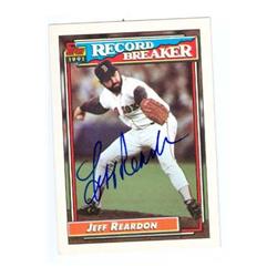 585552 Jeff Reardon Autographed Baseball Card - Boston Red Sox - 1992 Topps Record Breaker No.3
