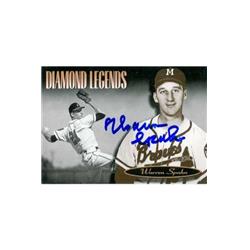 Warren Spahn Autographed Baseball Card - Milwaukee Braves - 1994 Upper Deck No.154 All Time Heroes Bat