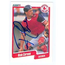 585954 Rick Cerone Autographed Baseball Card - Boston Red Sox - 1990 Fleer No.270 - 67
