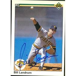 586030 Bill Landrum Autographed Baseball Card - Pittsburgh Pirates - 1990 Upper Deck No.442
