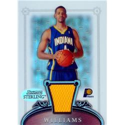 Picture of Autograph Warehouse 587590 Shawne Williams Player Worn Jersey Patch Basketball Card - Indiana Pacers - 2007 Bowman Sterling Refractor No.59 LE 95-199