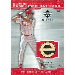 587609 Pat Burrell Player Used Bat Patch Baseball Card - Philadelphia Phillies - 2001 Upper Deck No.BPB