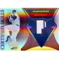 587680 Brandon Webb Player Worn Jersey Patch Baseball Card - Arizona Diamondbacks - 2005 Leaf Certified Skills Refractor No.CS4 LE 96-100