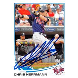 Chris Herrmann Autographed Baseball Card - Minnesota Twins - 2013 Topps No.335 Rookie