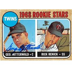 George Mitterwald Rick Renick Autographed Baseball Card - Minnesota Twins 67 - 1968 Topps No.301 Rookie Stars