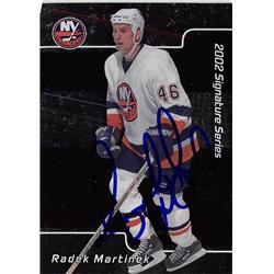 619701 Radek Martinek Autographed Hockey Card - New York Islanders, SC - 2002 In the Game No.240