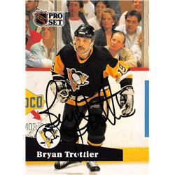 Bryan Trottier Autographed Hockey Card - Pittsburgh Penguins - 1991 Pro Set No.192