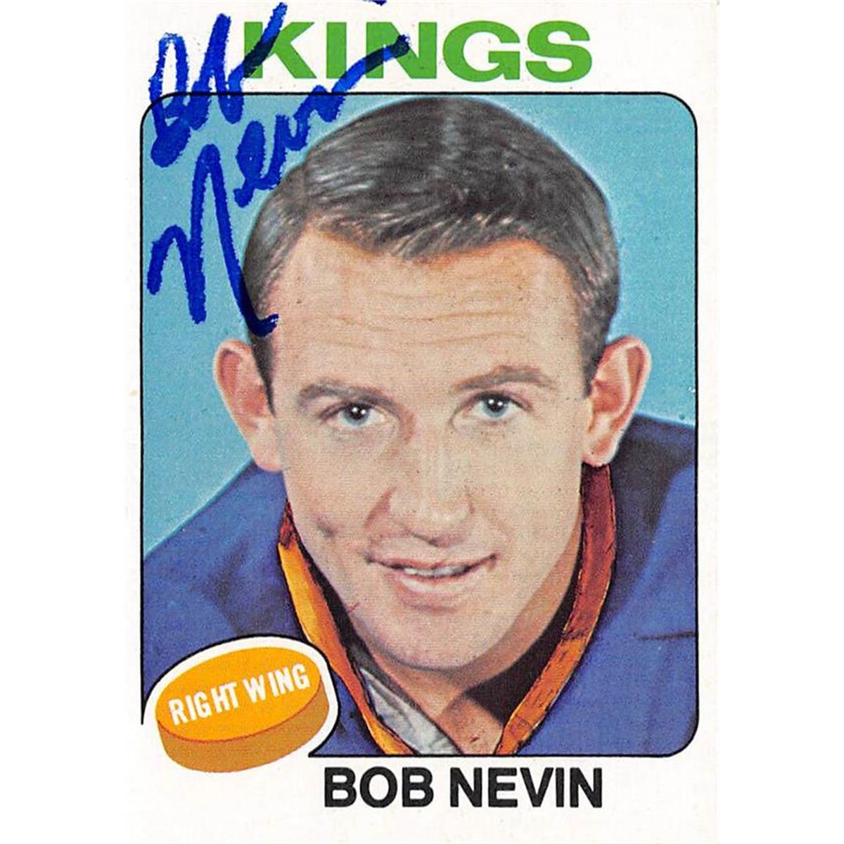 Bob Nevin autographed Hockey Card (Los Angeles Kings) 1975 Topps #123 - Hockey Slabbed Autographed Cards