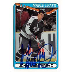 620228 John Mcintyre Autographed Hockey Card - Toronto Maple Leafs, SC - 1990 Topps No.382