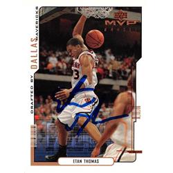 Etan Thomas Autographed Basketball Card - Syracuse Univerity Orange NCAA College Drafted by Dallas Mavericks JC - 2000 Upper Deck MVP No.215 Rookie