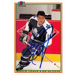 620808 Ed Olczyk Autographed Hockey Card - Toronto Maple Leafs, 67 - 1990 Bowman No.161