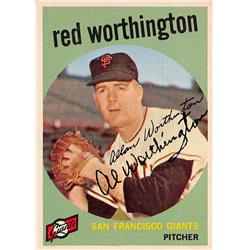 621242 Al Worthington Autographed Baseball Card - San Francisco Giants, 67 - 1959 Topps No.28