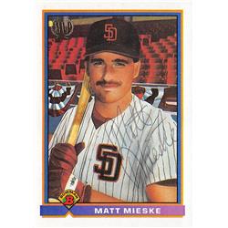 621427 Matt Mieske Autographed Baseball Card - San Diego Padres, 67 - 1991 Bowman MVP No.694 Ballpoint