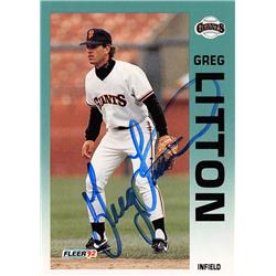 621787 Greg Litton Autographed Baseball Card - San Francisco Giants - 1992 Fleer No.640