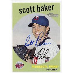Scott Baker Autographed Baseball Card - Minnesota Twins - 2008 Topps Heritage No.403