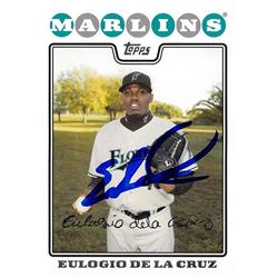626620 Eulogio De La Cruz Autographed Baseball Card - Florida Marlins - 2008 Topps No.UH169