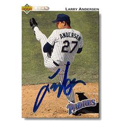 626626 Larry Anderson Autographed Baseball Card - San Diego Padres - 1992 Upper Deck No.587