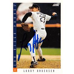626629 Larry Anderson Autographed Baseball Card - San Diego Padres - 1993 Score No.445