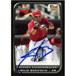 626700 Emilio Bonifacio Autographed Baseball Card - Arizona Diamondbacks - 2008 Bowman Rookie No.213 Black