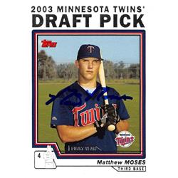 Matthew Moses Autographed Baseball Card - Minnesota Twins - 2004 Topps Draft Pick First Year Rookie No.673