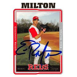 637374 Eric Milton Autographed Baseball Card - Cincinnati Reds - 2005 Topps No.422