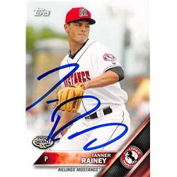 637611 Tanner Rainey Autographed Baseball Card - Billings Mustangs, Cincinnati Reds - 2016 Topps Pro Debut Rookie No.162
