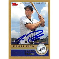 637715 Jason Pridie Autographed Baseball Card - Tampa Bay Rays - 2003 Topps Draft Pick Rookie Gold No.674