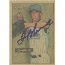 637856 Jacob Marceaux Autographed Baseball Card - Florida Marlins - 2005 Bowman Heritage First Year Rookie Thick No.283