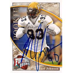 638084 Michael Johnson Autographed Football Card - Georgia Tech Yellow Jackets - 2009 Upper Deck Rookie Heroes No.176