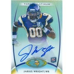 638296 Jarius Wright Autographed Football Card - Minnesota Vikings - 2012 Topps Platinum Rookie Refractor No.135