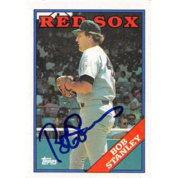 639363 Bob Stanley Autographed Baseball Card - Boston Red Sox - 1988 Topps No.573 Creased