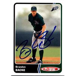 651166 Brandon Backe Autographed Baseball Card - Tampa Bay Rays, FT - 2003 Topps Total No.17