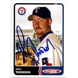 651181 John Thomson Autographed Baseball Card - Texas Rangers, FT - 2003 Topps Total No.783