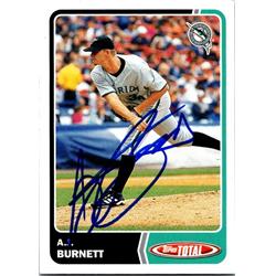 651211 A.J. Burnett Autographed Baseball Card - Florida Marlins, FT - 2003 Topps Total No.56