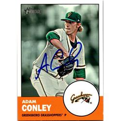 651575 Adam Conley Autographed Baseball Card - Miami Marlins, Greensboro Grasshoppers - 2012 Topps Heritage Rookie No.61