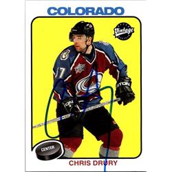 651737 Chris Drury Autographed Hockey Card - Colorado Avalanche, FT - 2001 Upper Deck Vintage No.62