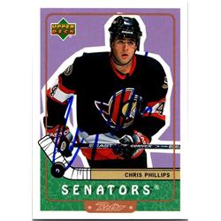 651738 Chris Phillips Autographed Hockey Card - Ottawa Senators, FT - 1999 Upper Deck Retro No.56