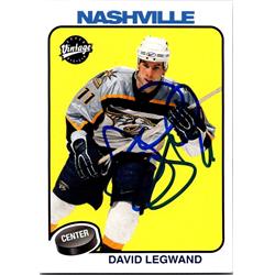 David Legwand Autographed Hockey Card - Nashville Predators, FT - 2001 Upper Deck Vintage No.140