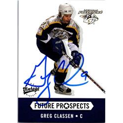 Greg Classen Autographed Hockey Card - Nashville Predators, FT - 2000 Upper Deck Vintage Future Prospects Rookie No.383