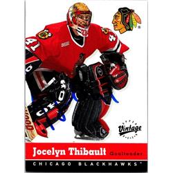 651823 Jocelyn Thibault Autographed Hockey Card - Chicago Blackhawks, FT - 2000 Upper Deck Vintage No.79