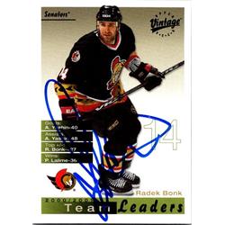 651896 Radek Bonk Autographed Hockey Card - Ottawa Senators, FT - 2001 Upper Deck Vintage Team Leaders No.181